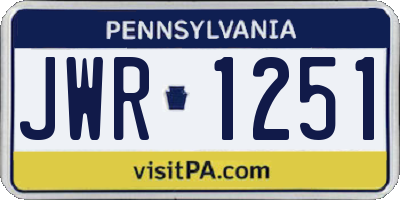 PA license plate JWR1251
