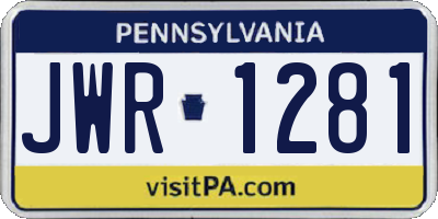 PA license plate JWR1281