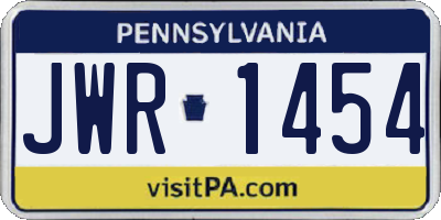 PA license plate JWR1454