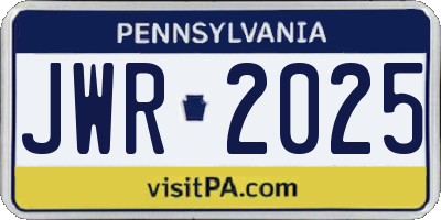 PA license plate JWR2025