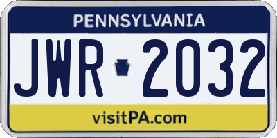 PA license plate JWR2032