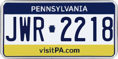 PA license plate JWR2218