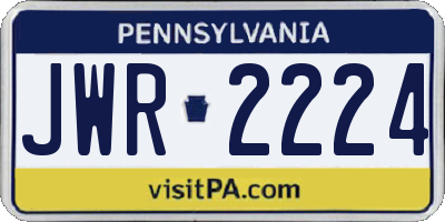 PA license plate JWR2224