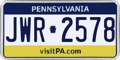 PA license plate JWR2578