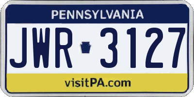 PA license plate JWR3127