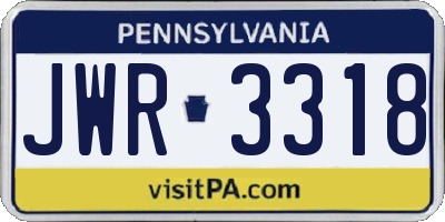 PA license plate JWR3318
