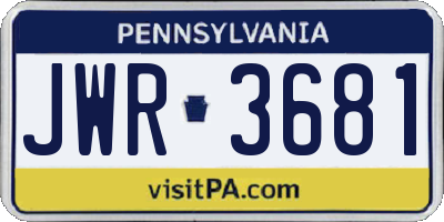 PA license plate JWR3681