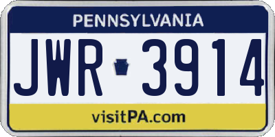 PA license plate JWR3914