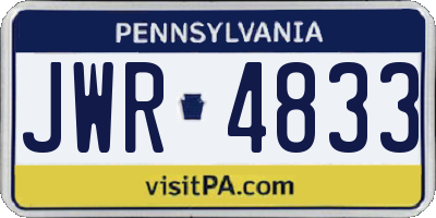 PA license plate JWR4833