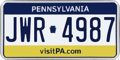 PA license plate JWR4987