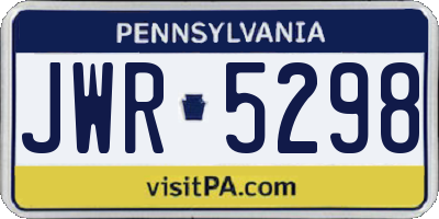 PA license plate JWR5298
