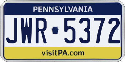 PA license plate JWR5372