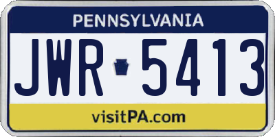 PA license plate JWR5413