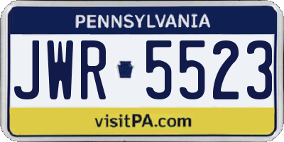 PA license plate JWR5523