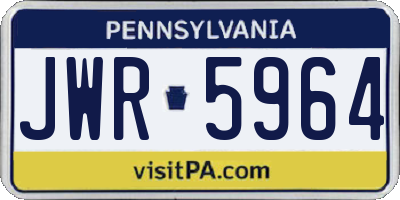 PA license plate JWR5964