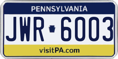 PA license plate JWR6003