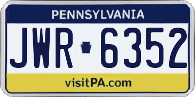 PA license plate JWR6352