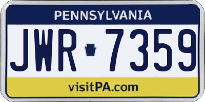 PA license plate JWR7359