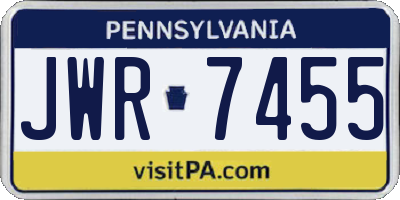 PA license plate JWR7455