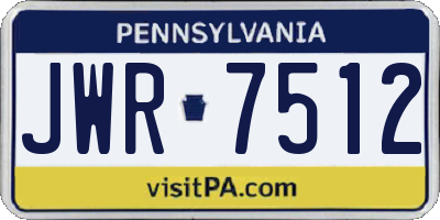 PA license plate JWR7512