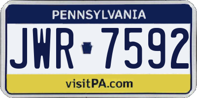 PA license plate JWR7592