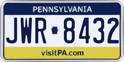 PA license plate JWR8432