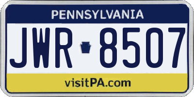 PA license plate JWR8507