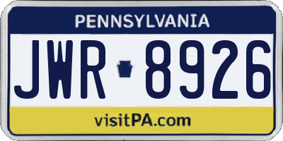 PA license plate JWR8926