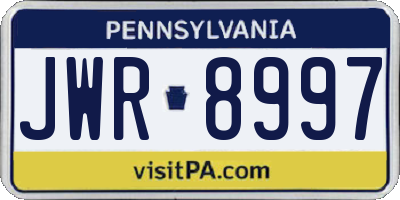 PA license plate JWR8997