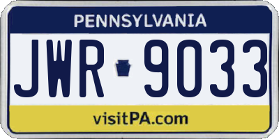 PA license plate JWR9033