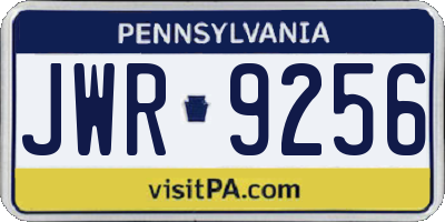 PA license plate JWR9256