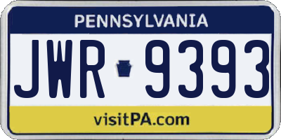 PA license plate JWR9393