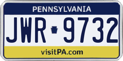 PA license plate JWR9732