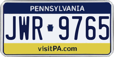 PA license plate JWR9765