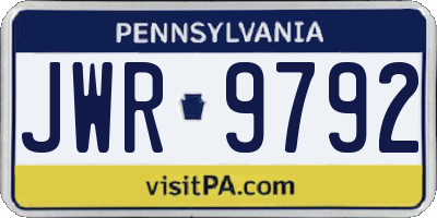 PA license plate JWR9792