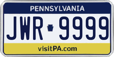 PA license plate JWR9999