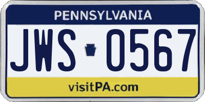 PA license plate JWS0567