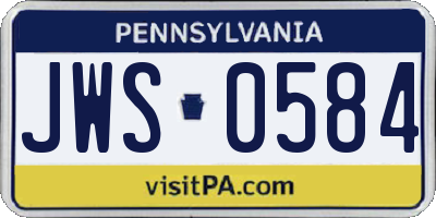 PA license plate JWS0584