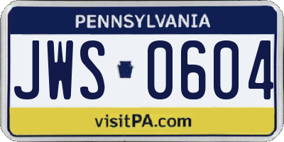 PA license plate JWS0604