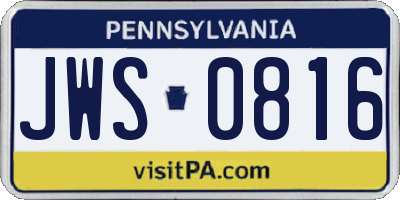 PA license plate JWS0816
