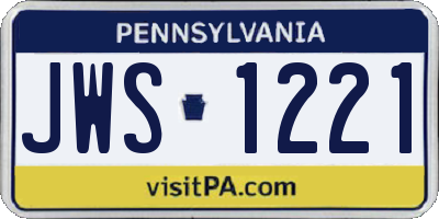 PA license plate JWS1221