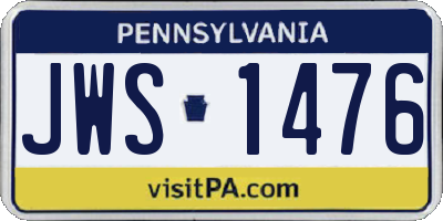 PA license plate JWS1476