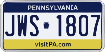 PA license plate JWS1807