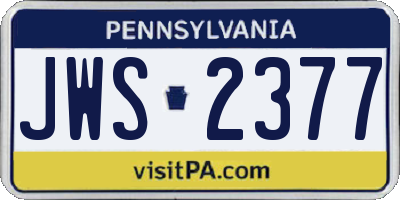 PA license plate JWS2377