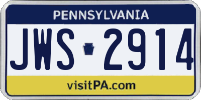 PA license plate JWS2914