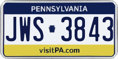 PA license plate JWS3843