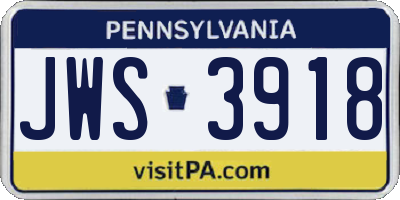 PA license plate JWS3918