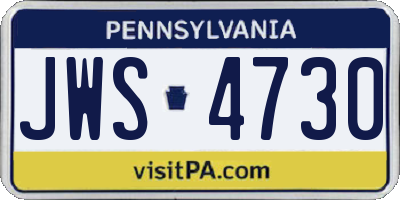PA license plate JWS4730