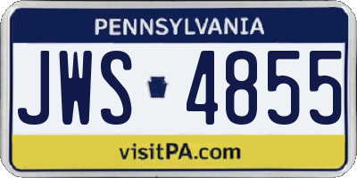 PA license plate JWS4855