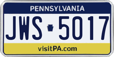 PA license plate JWS5017